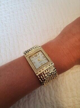 Peck & Peck Gold Crystal-Accent Bracelet Watch